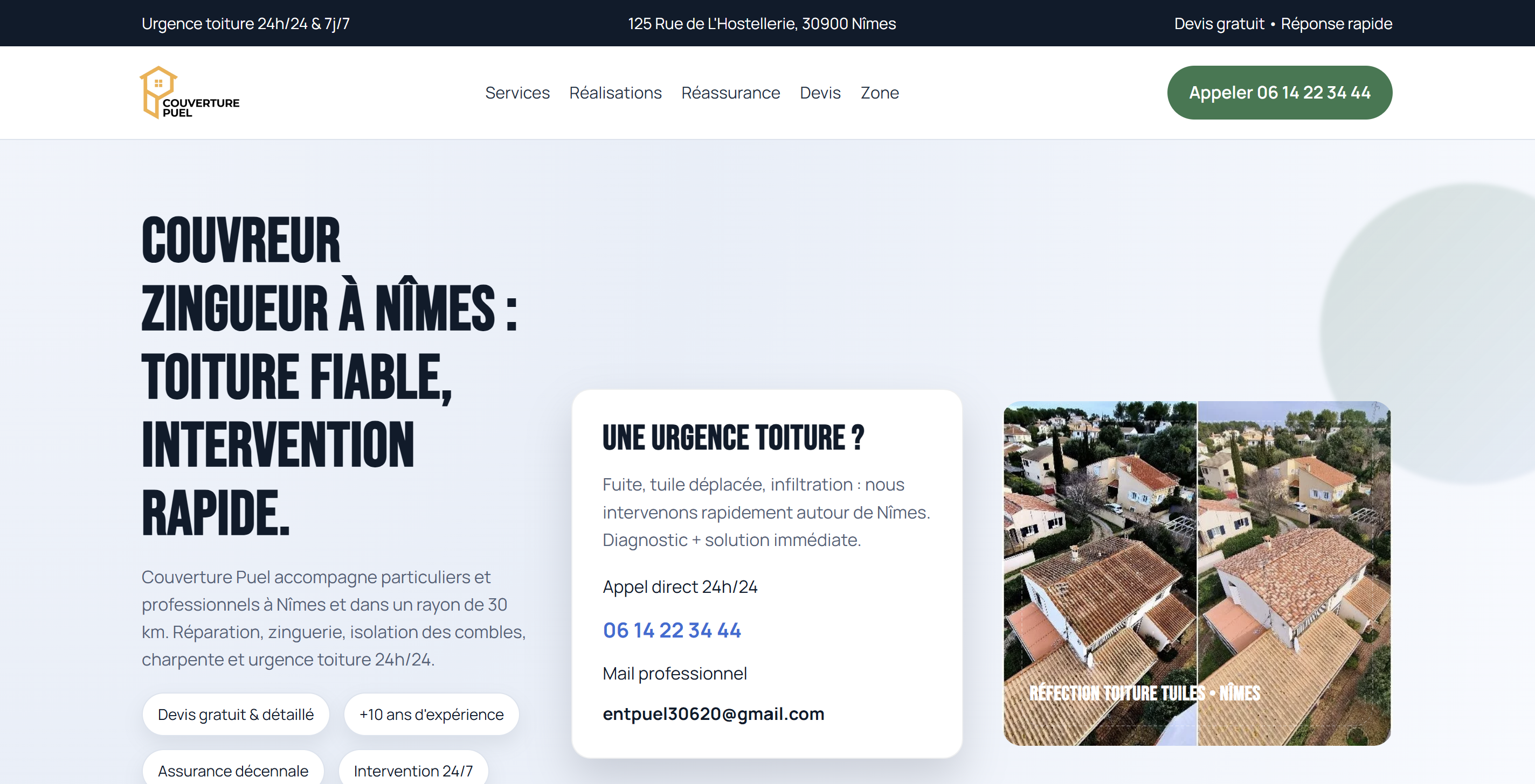 Capture de l'écran d'accueil de Couverture Puel