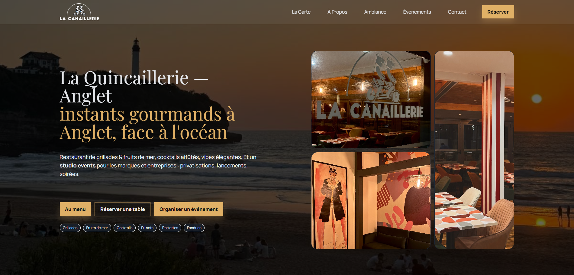 Capture de l'écran d'accueil de La Canaillerie