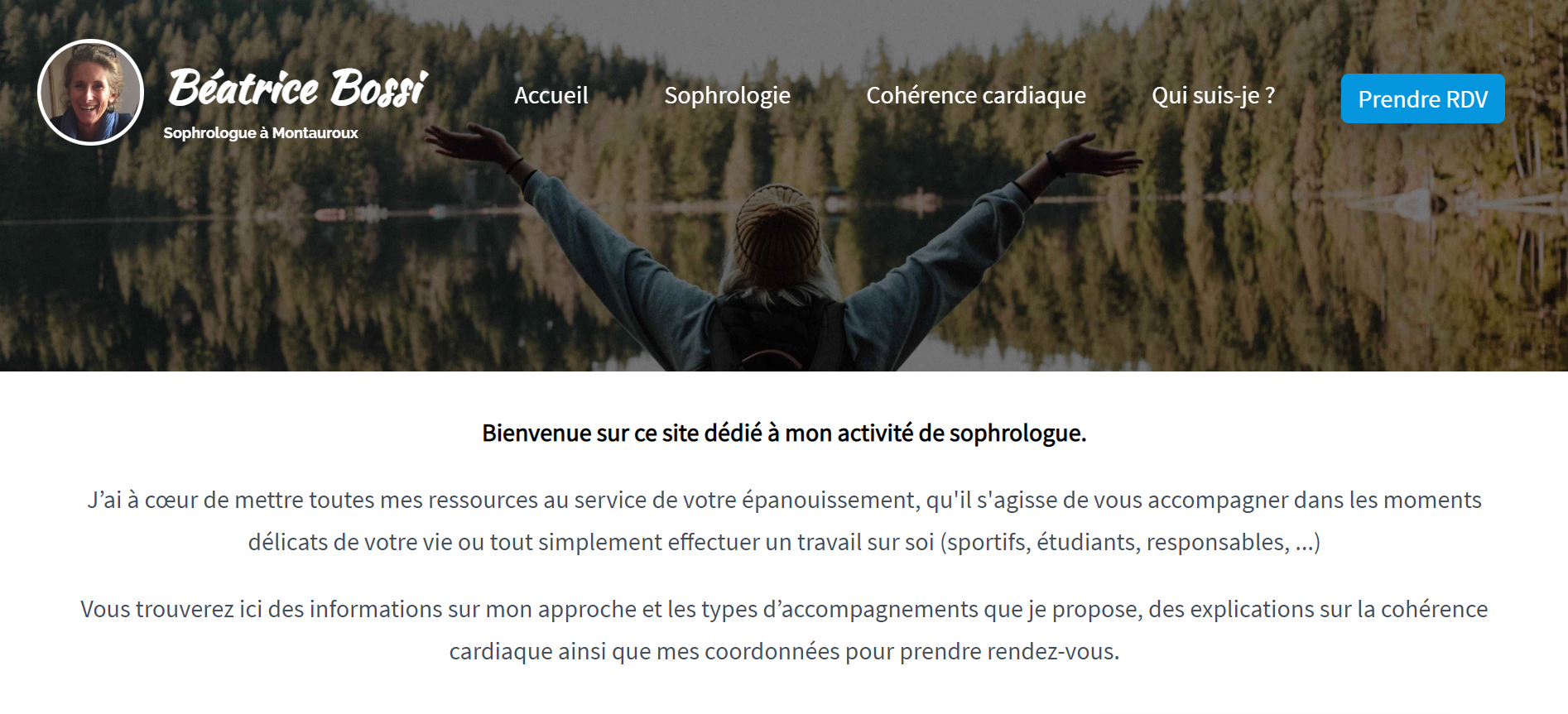 Capture d'écran du site vitrine Sophro Beabo